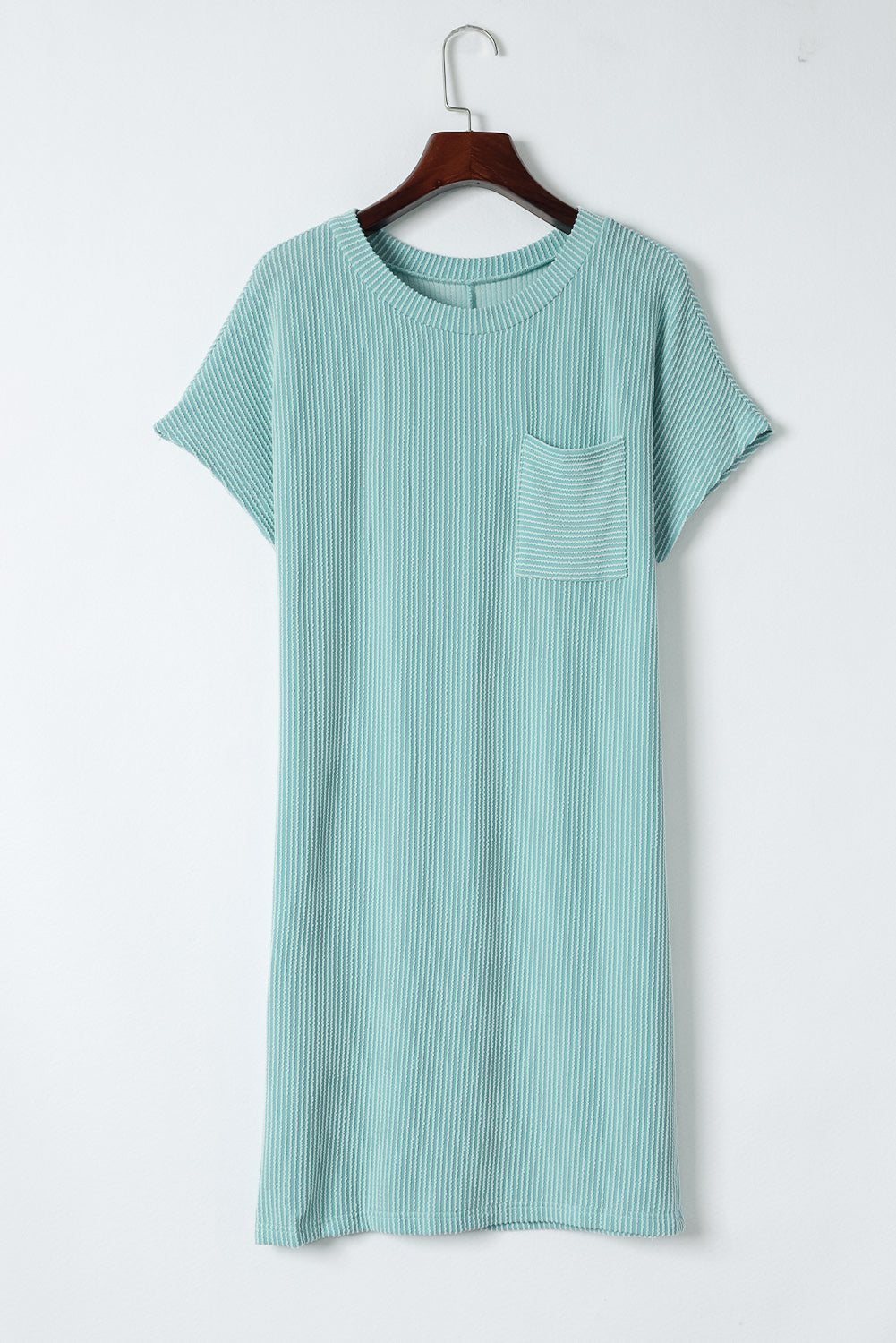 Blue Ribbed T-shirt Dress