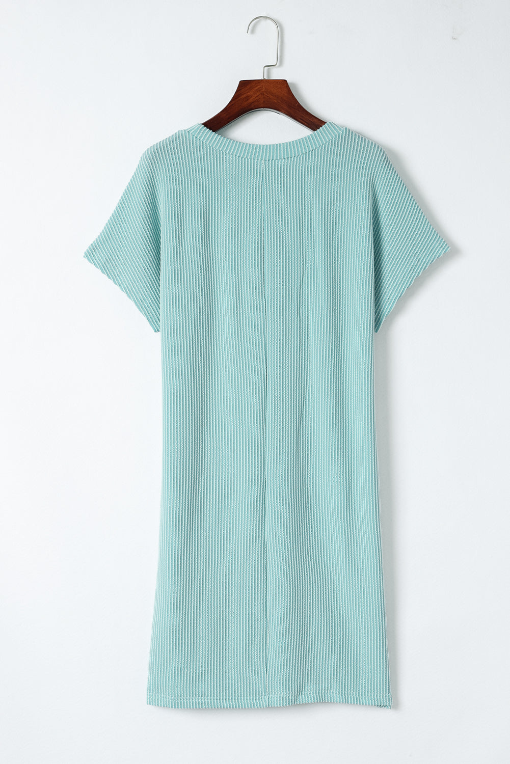 Blue Ribbed T-shirt Dress