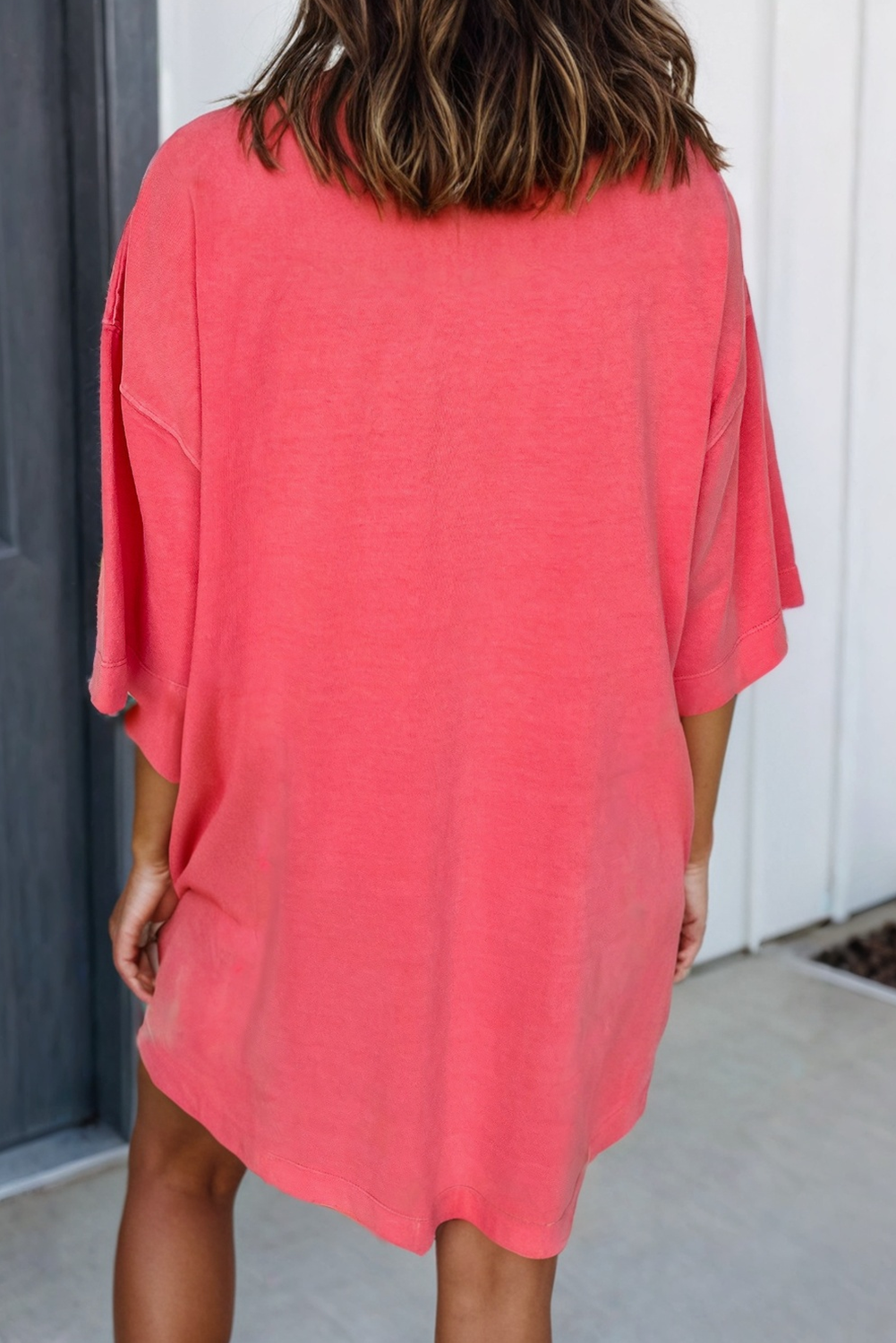 Coral  Loose T Shirt Dress