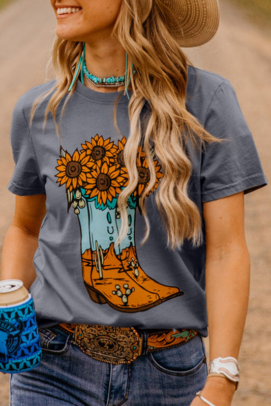 Sunflower Cowgirl Boot Shirt