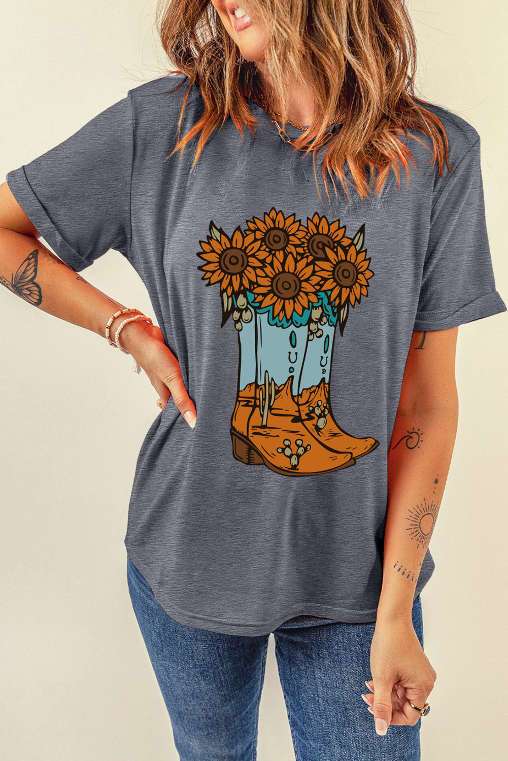 Sunflower Cowgirl Boot Shirt