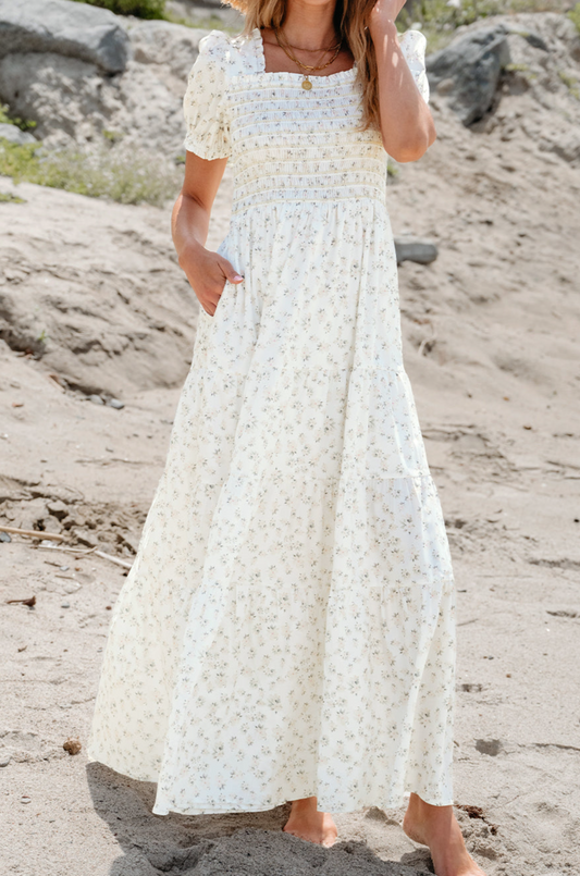 White Floral Maxi Dress