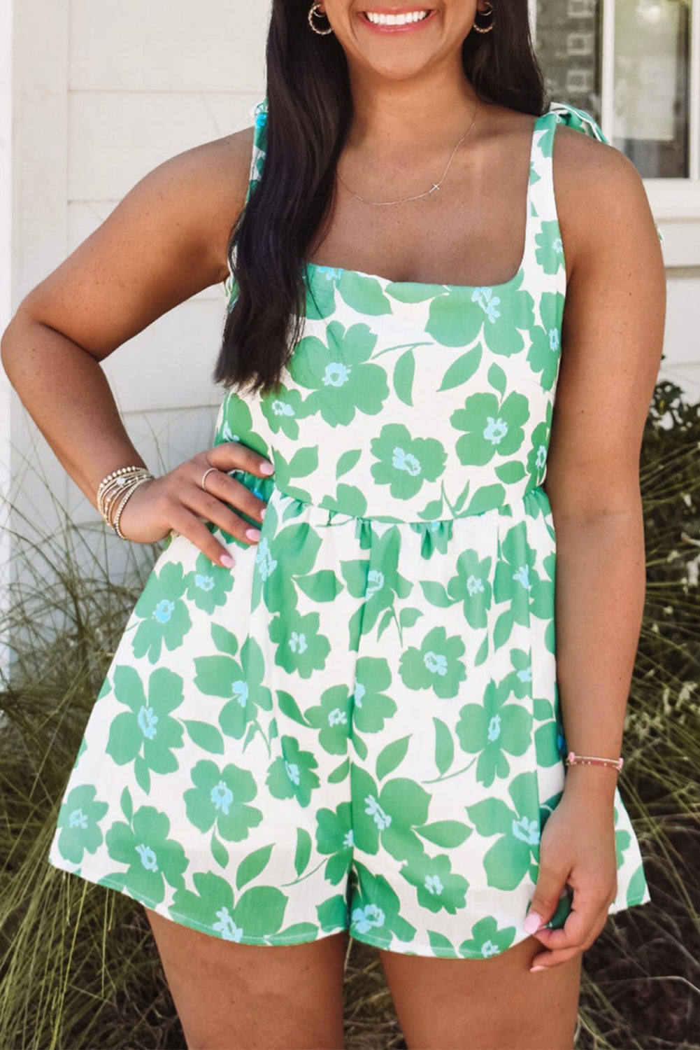 Green Flower Romper