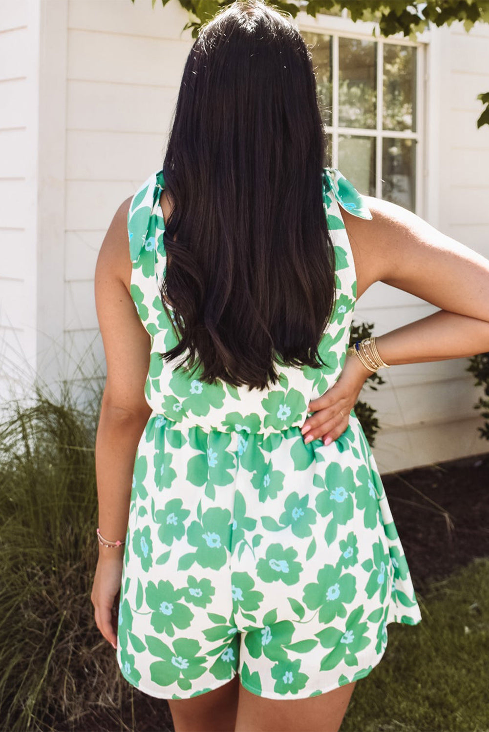 Green Flower Romper