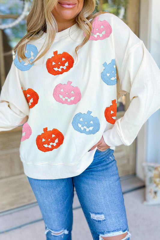 Pumpkin Patched Loose Sweatshirt