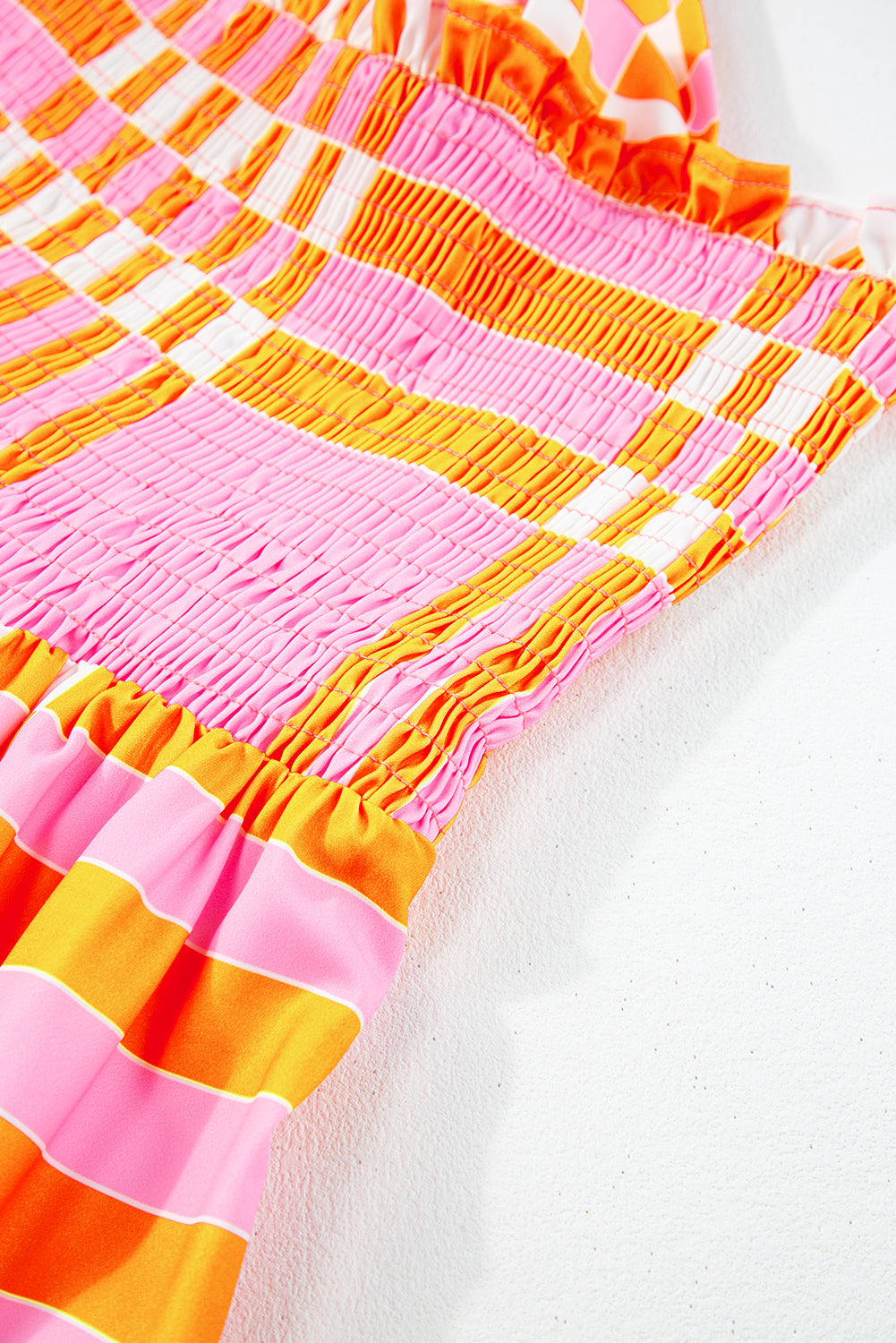 Pink Boho Gingham Maxi Dress