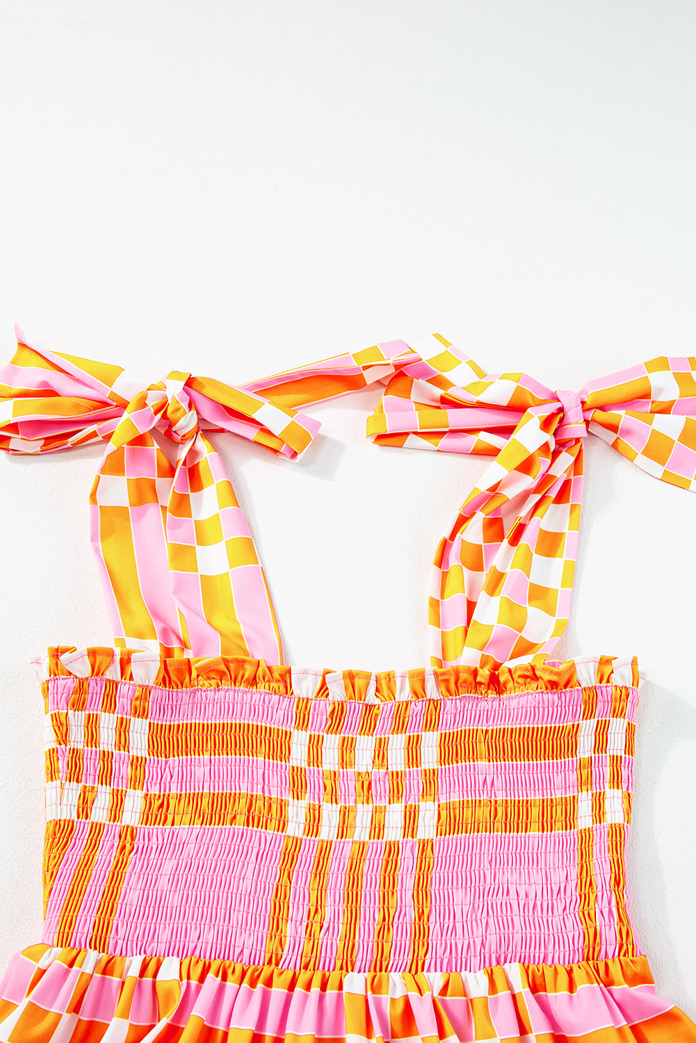 Pink Boho Gingham Maxi Dress