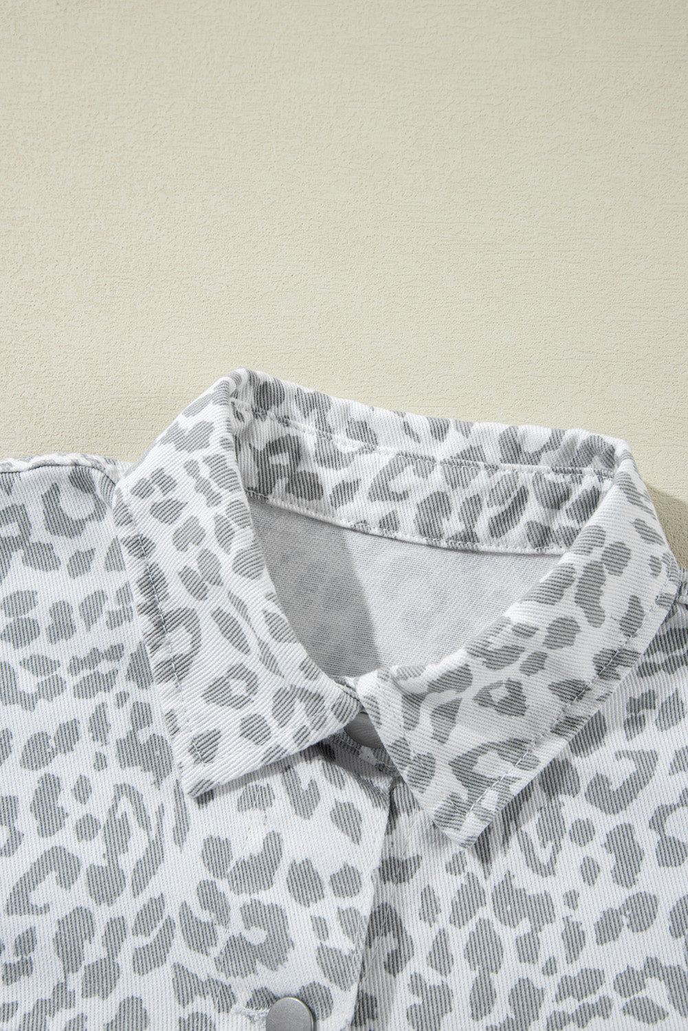 White Leopard Printed Denim Jacket