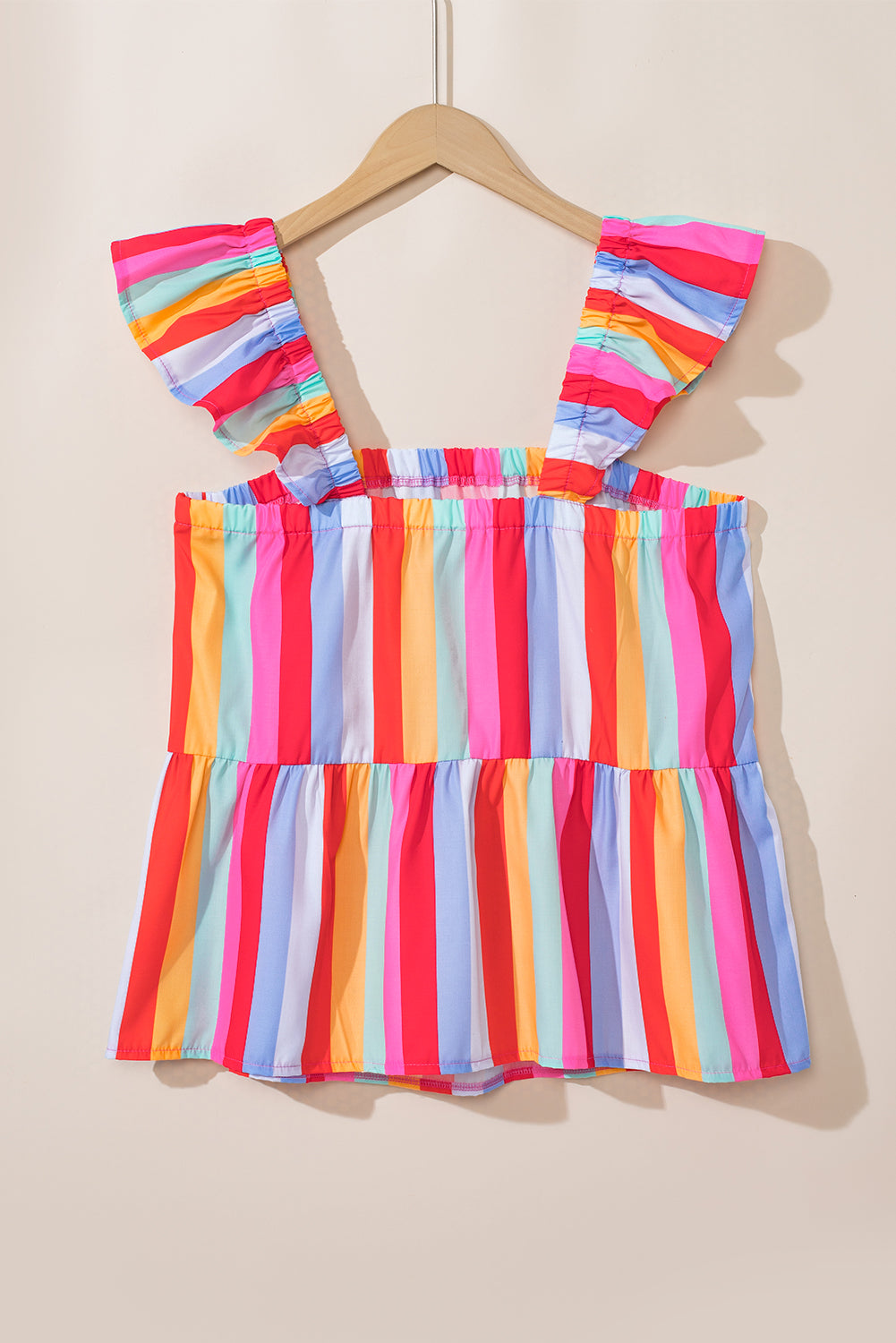 Ruffled Stripe Babydoll Tank Top