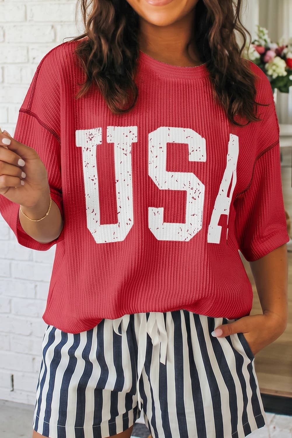 USA Graphic Ribbed Top