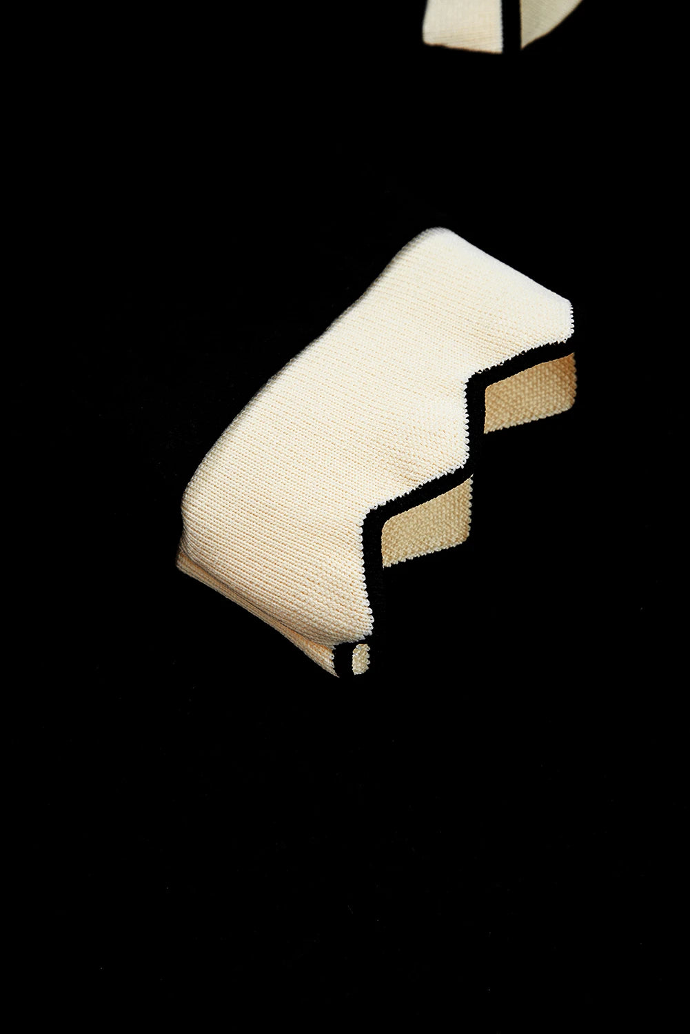 Black Scallop Trim Collared Top