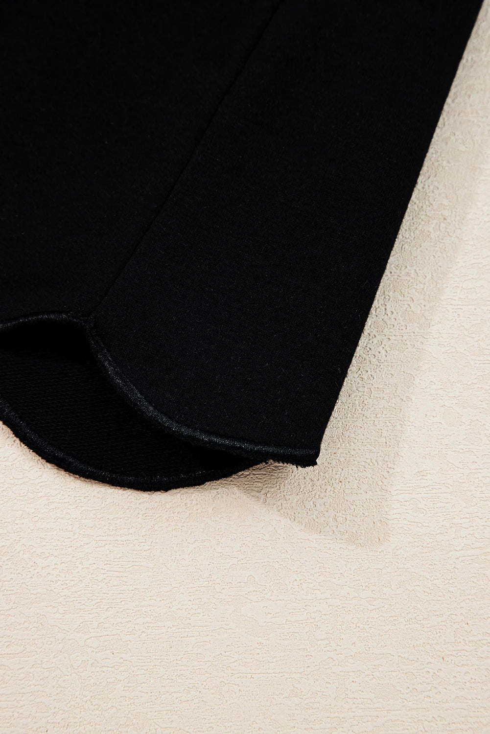 Black Scallop Trim Collared Top