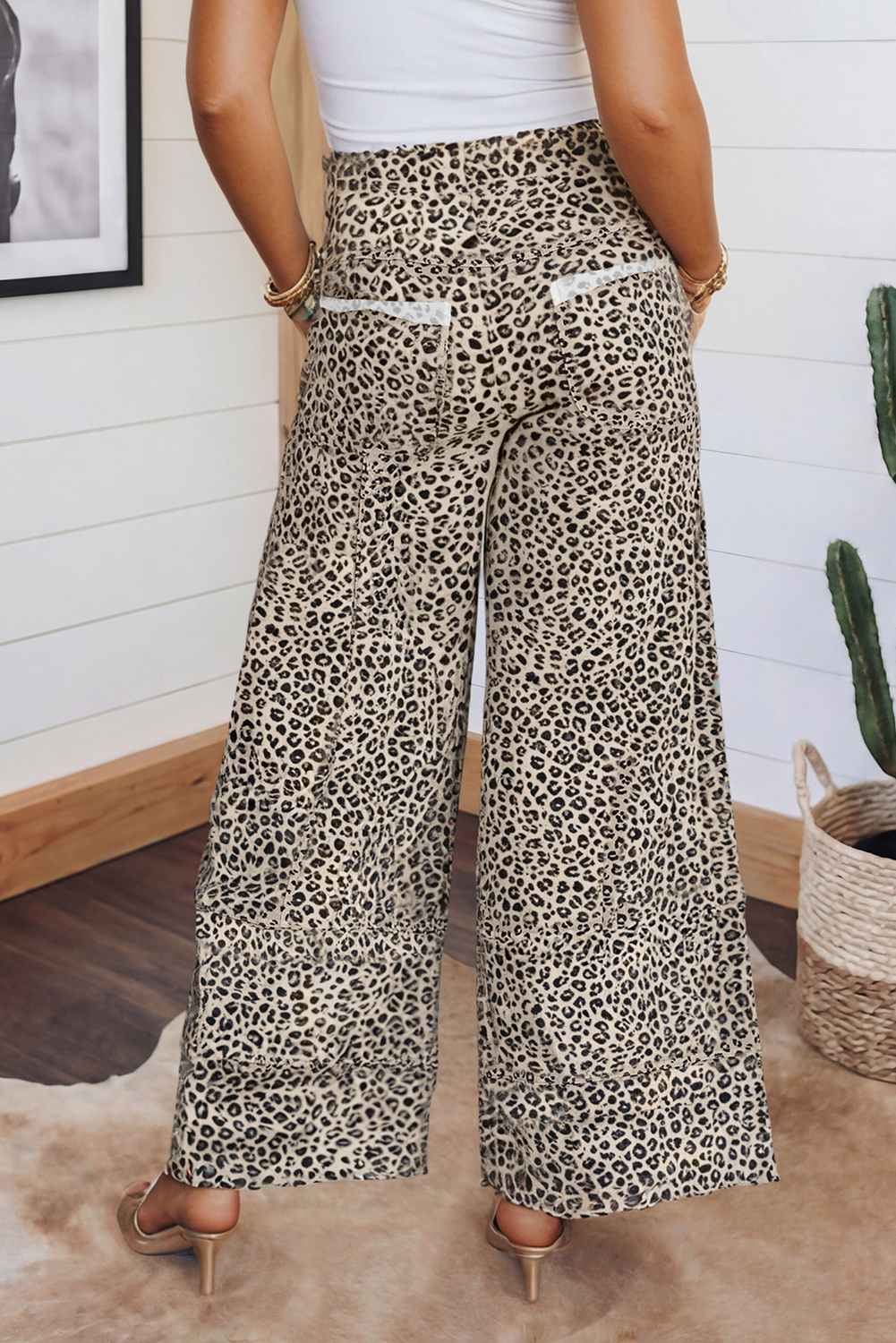 Animal Print Wide Leg Pants