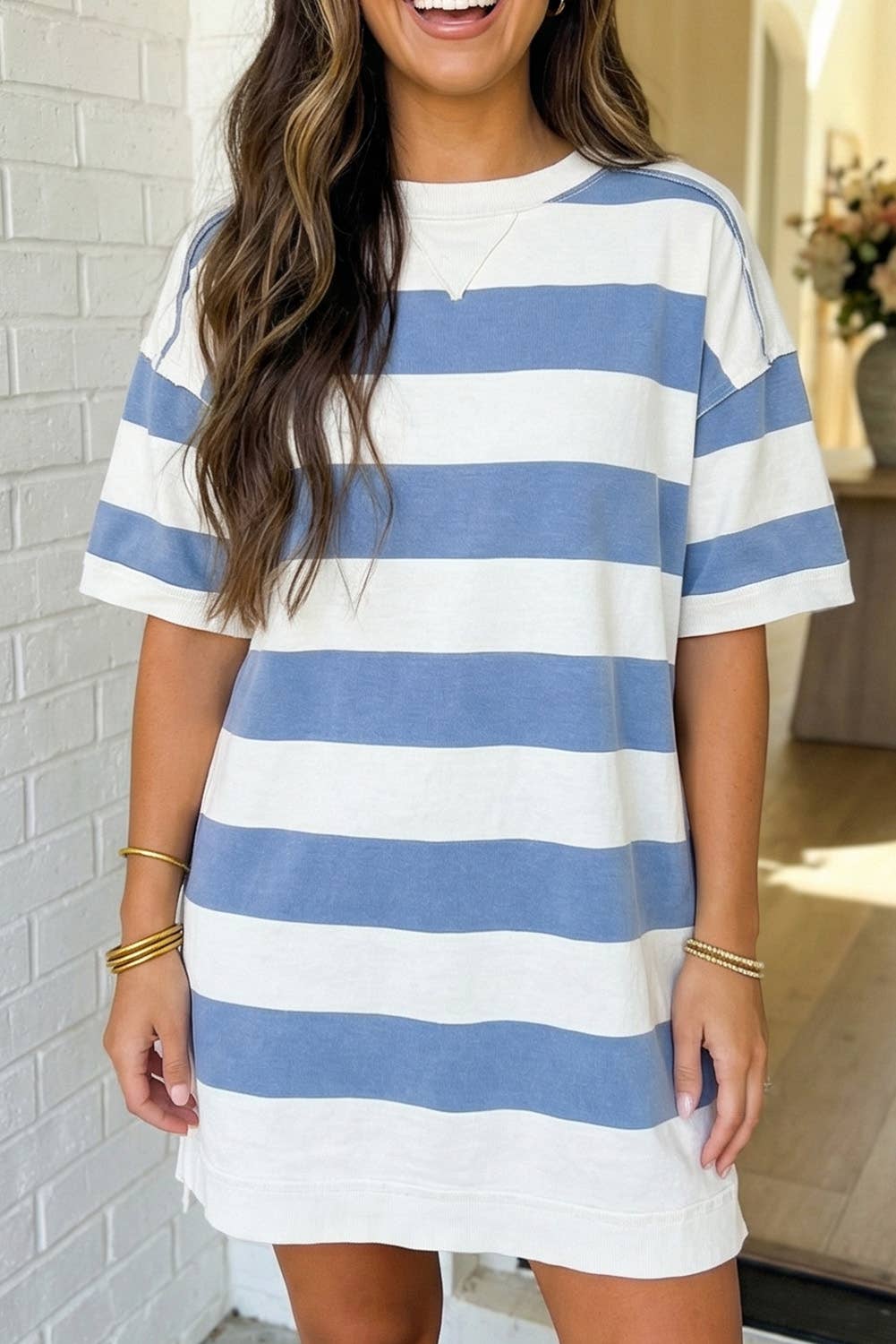 Blue Stripe Tee Dress