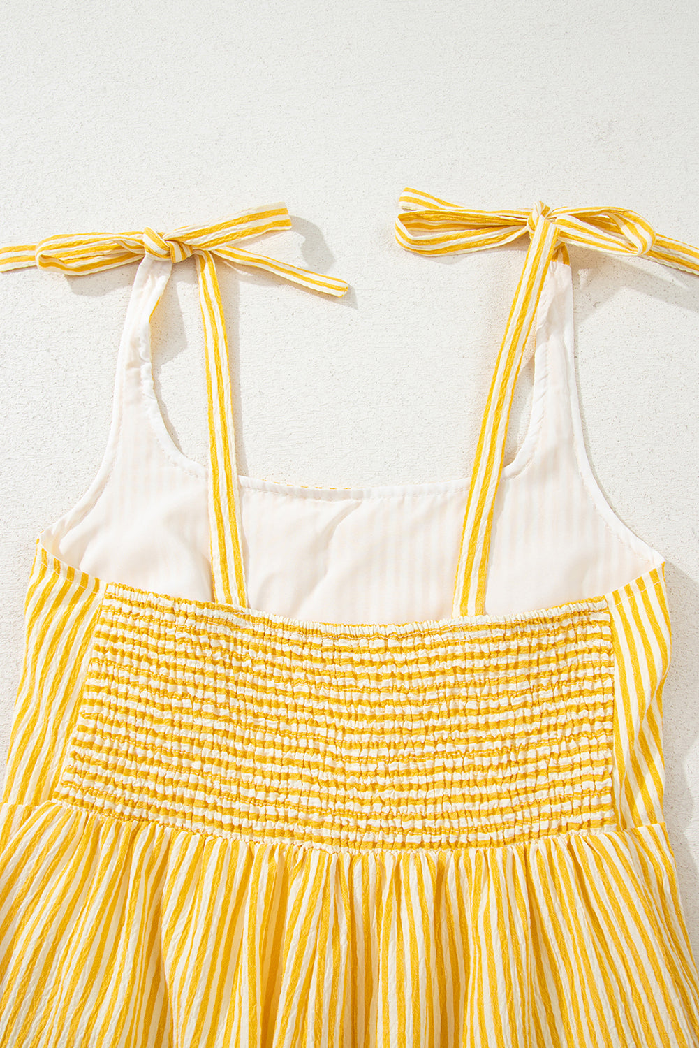 Yellow Stripe Shoulder Tie Romper